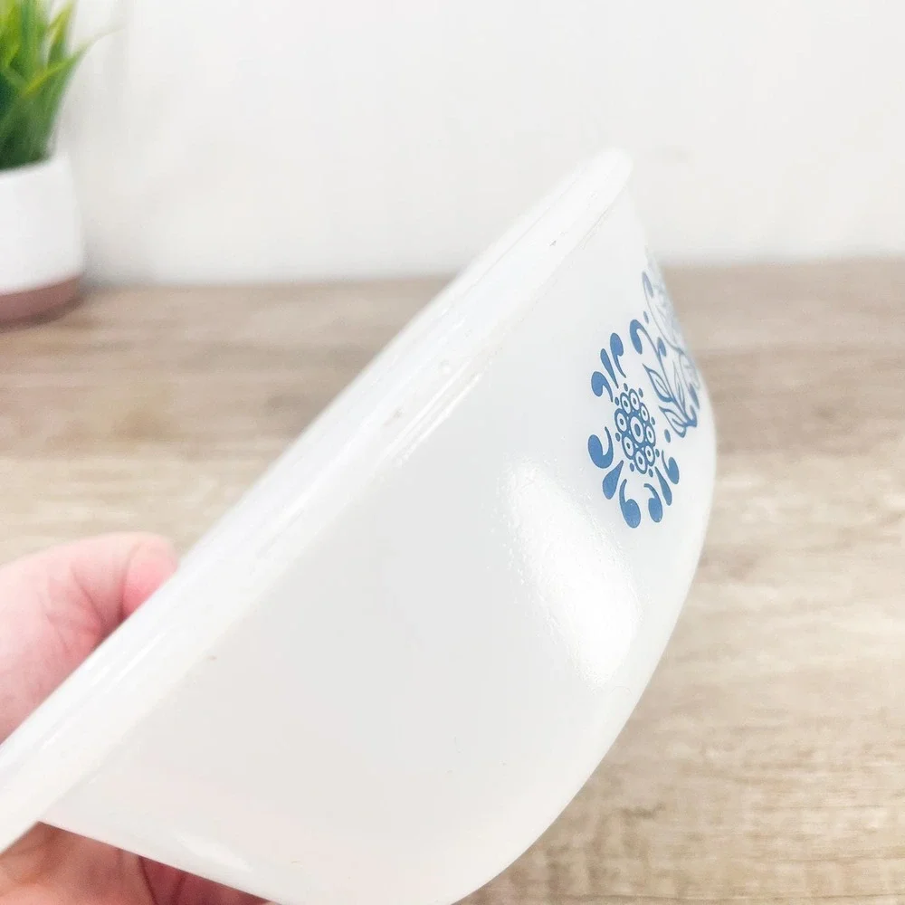 Glasbake Blue Flower Dish 1 quart